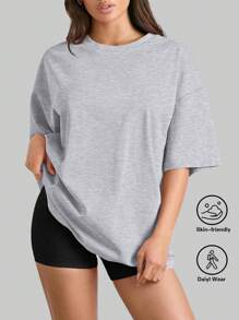 SUPEKYKO Women's Plus Size Short Sleeve T-Shirt - Loose Fit Active Top For Gym, Yoga & Casual Wear | All-Season Comfort