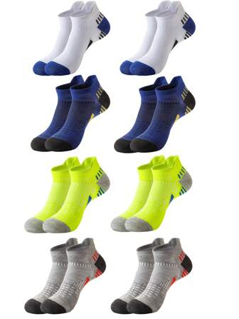 8 Pairs Men's Casual Sports Socks, Style Suitable For Sports, Outdoor, Daily Wear, Spring/Summer/Autumn