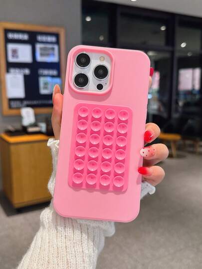 Funda de teléfono minimalista de unicolor con agujero grande, acabado mate, funda de teléfono creativa a prueba de golpes con soporte de ventosa, compatible con iPhone 11 12 13 14 15 16 Plus, 13 Pro Max, XR, 16, 14 Plus, 14 Pro Max, 13 Pro Mini, 17 Air, 17 Pro Max, resistente al agua, a las caídas y a los arañazos