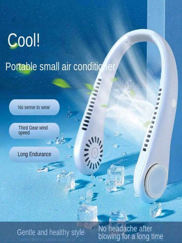 Ventilador de cuello con manos libres, ventilador portátil de cuello con 3 velocidades para deportes al aire libre, viajes, oficina, uso doméstico, ventilador de enfriamiento personal USB recargable mini para regalos de mujeres en el hogar, la oficina y el camping