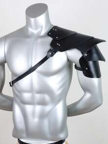 3 Stück Mittelalterliche Ritter PU Leder Armschienen Krieger Gladiator Samurai Gothic Nieten Schulter Rüstungen mit Armband Set für Halloween