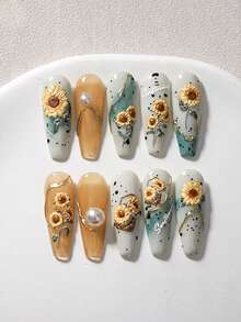 Beautizon Nailartlab 5D向日葵蝴蝶美甲貼紙 自黏式一次性裝飾 女性與女孩適用 春夏秋季指甲美甲用品 - 彩色 - 查看 11