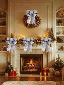 6pcs/3pcs/1pc Shiny Christmas Bow Decor - Christmas Wreath Bows, Suitable For Holiday Decoration, Fit For Large Gifts, Great For Hanging On Christmas Trees And As Holiday Decorations, Holiday Wreath DIY Wreath Holiday Decoration Winter Greenery, Winter Holiday Christmas Wreath Wreath Home Garden Party Decor, Christmas Tree Decoration, Christmas Decoration, Christmas Tree Decor, Christmas Table Decor - Silver - Silver - View 8