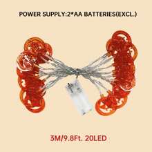 1 件 3 米/118.11 英寸 20 LED 空心南瓜灯串电池供电非常适合家庭幽灵主题派对花园庭院酒吧俱乐部卧室家庭客厅万圣节装饰万圣节装饰灯家居装饰派对装饰万圣节装饰房间装饰万圣节花园装饰礼物仙女