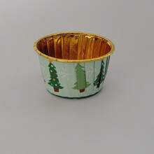 Cakegiugiu Set, 25/50/100pcsChristmas Patterned Cake Cup, 50pcs Disposable Cupcake Cups With Lids, Disposable Muffin Cups With Lids, Heat Resistant Glossy Cupcake Liners, Muffin Molds, Perfect For Christmas Day Christmas Christmas Decorations Christmas Pajamas Christmas Gifts Christmas Decor - Green - View 2