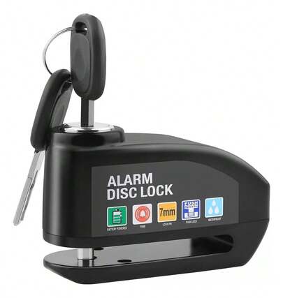 Candado de Alarma para Motocicleta, Bloqueo de Freno de Disco Con Alarma de 110 dB y Cable de Alerta de  Seguridad Antirrobo e Impermeable para Moto, Bicicleta, Scooter (Negro),Candado para Motocicleta y Bicicleta,Candado para Motocicleta Universal con Alarma de 110dB Impermeable IP65 Seguro Antirrobo con Motocicleta Bicicleta etc Vehículos con Llanta de Disco