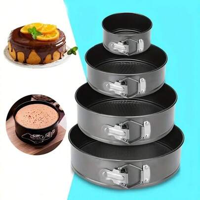 3pcs Round Spring Cake Pan, Carbon Steel Baking Pan, Baking Tool, Detachable Bottom, Non-Stick, Leak-Proof Design, Multi-Functional Home Cake Mold, Kitchen Utensils, Kitchen Small Tools
