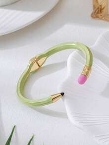 1 pieza Pulsera con forma de lápiz artística y de moda, diseño elegante adecuado para el uso diario de las mujeres, gran regalo - Pulsera de lápiz corta - Ver 14