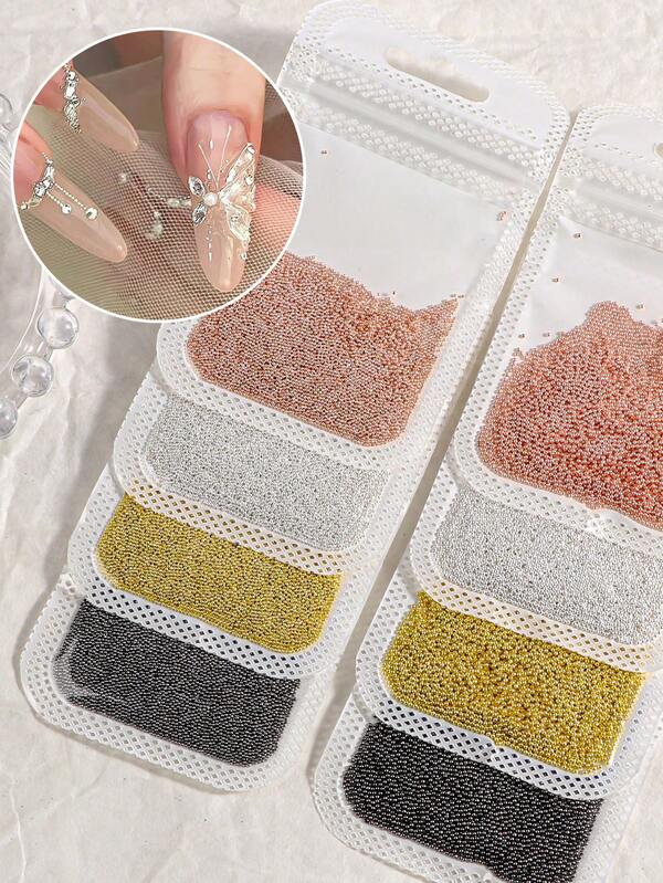 5000/10000 pezzi 0,6/0,8 mm Perline di caviale 3D per arte di unghie, mini perline per unghie dorate/argentate, decorazioni per unghie, accessori fai-da-te, decorazioni per unghie, pietre sintetiche per unghie, forniture per unghie