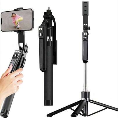 1.7米智能智能手机相机三脚架，带无线蓝牙、自拍杆支架和手机夹，适用于夏季度假、旅行、户外活动、直播，可作为稳定的Vlog录制设备，支持360°旋转。