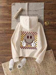 Tween-Mädchen Grafik-Muster Thermofutter Sweatshirt, warm & bequem für Herbst/Winter - Aprikosenfarben - Übersicht 6