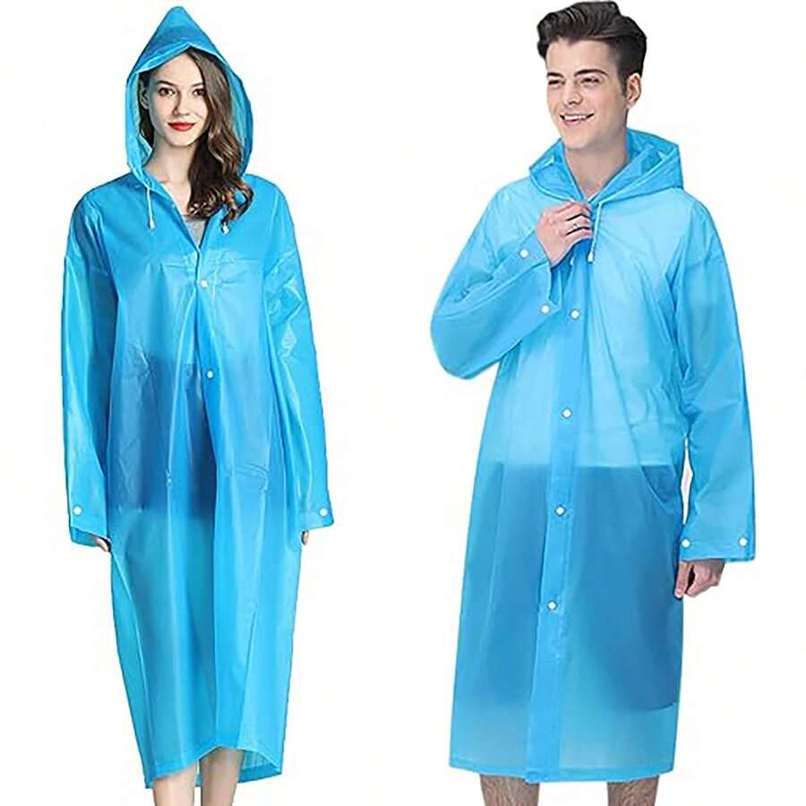 Chubasquero para adultos de 2 piezas, resistente al viento y al agua, de EVA, de una sola pieza, ideal para viajes, ciclismo al aire libre, senderismo, para hombre y mujer, material escolar. - Azul - Ver 1