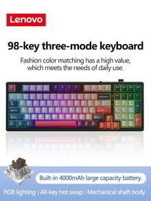 Lenovo GK10 Three-Mode Game Keyboard, 98 Keys, Plug And Play, Real Mechanical Shaft, All-Key Hot Swap, Cool RGB Lighting Effect, Large-Capacity Battery, Suitable For Daily Office Or Playing Games. - Multicolor - View 18