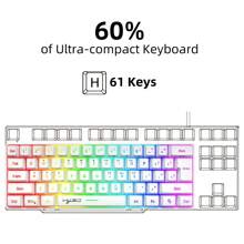 60% RGB Gaming Keyboard, Wired Gaming Mechanical 61-key Ultra-compact Mini Keyboard, for Windows, PC, MAC, PS4, Xbox ONE gamers (white)