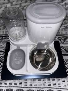 2-In-1 Cat Water Dispenser And Food Dispensing Kit-Removable, Washable, Feeding Station, Indoor Cat Feeding Bowl, Easy To Clean - Light Grey - View 5