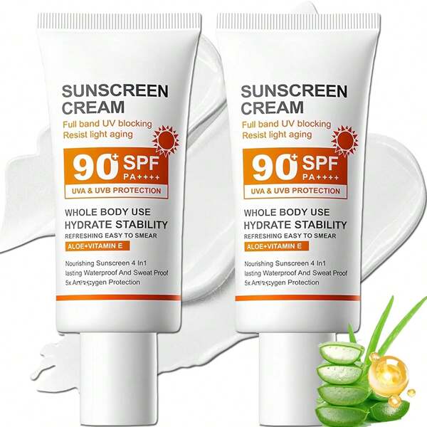High SPF Set - 2Pcs SPF 90 Sun Screen Protector For Face & Body - Outdoor Travel Size Sport 90 SPF, 50g Each