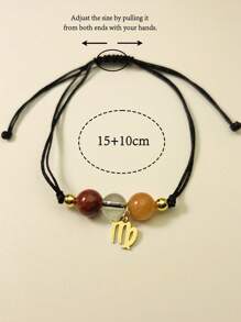 Zodiac Bracelet Women Men Crystal Stone Beaded Bangles Handmade Weave Braid Gift Ideas Aries Taurus Gemini Cancer Leo Virgo Libra Scorpio Sagittarius Capricorn Aquarius Pisces For Brother Sister