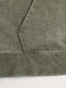 Men's Vintage Washed Cotton Sweatshirt Mans Clothing For Winter Spring Gift For Husband With Front Pocket NON PRINTED Hoodies, Solid Color Long Sleeves - 軍綠色 - 查看 4