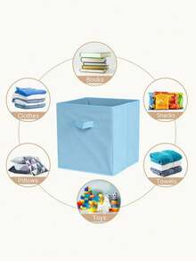3/1 pieza Caja de almacenamiento cuadrada de tela no tejida de colores, organizador de ropa plegable, solución de almacenamiento multifuncional - Multicolor - Ver 5