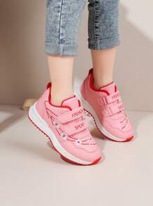 Children's Leather Embroidered Casual Fashion Sports Shoes, Convenient Hook And Loop Design, Suitable For Outdoor Sports In Spring And Autumn