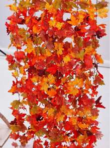 1 件/2 件枫叶花环，68.78 英寸/78.74 英寸人造枫叶秋藤，悬挂秋藤，桌面装饰，场景装饰，园艺装饰 - 可重复使用，适用于家庭聚会、壁炉装饰、婚宴装饰、家庭婚礼派对、家居装饰、前门秋季装饰、室内外装饰、万圣节和圣诞节。