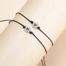 Verstellbares, im Dunkeln leuchtendes gewebtes Armband - Herzform, geeignet für beste Freunde/Familie, Paare, Freundin-Geschenk, Paar-Armband, Damen-Armband