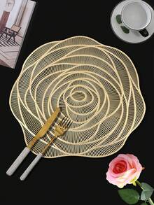 1/4/6 件玫瑰图案餐垫，适合情人节、婚礼、约会、节日、圣诞节、感恩节