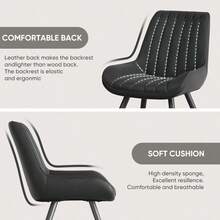 Nalupatio 2 Piece Modern Dining Chairs Set - Comfortable Padded Fabric Kitchen Side Chairs With Thick Cushions & Metal Legs, Suitable For Dining Room, Living Room, Kitche - Negro - Ver 6