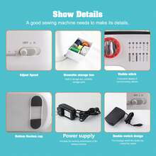 Compact 12-Stitch Sewing Machine: Electric Mini Double Seam Machine With Foot Pedal And EU Plug - EU C Type Plug(220-240V) - View 11