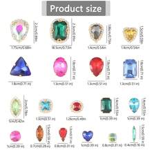 1 Pack Approx. 50pcs Gold Sew On Rhinestone, Mixed Shapes Glass Gems Metal Claw Sewing Studs Rhinestone Crystals, Silver - Multicolor Mixed - View 3