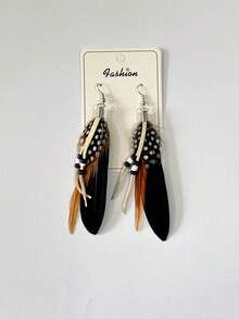 1 Paar Boho-Stil Feder Ohrringe mit Anhängern für Frauen