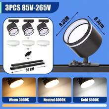 GX53 轨道照明灯具,吸顶式可调射灯,180°旋转,黑/白金属铝+PC,AC85-265V,适用于卧室/书房/客厅/衣橱/展示柜/展厅/商店/画廊/走廊/餐厅/服装店/酒吧(套装包含轨道和连接配件) - 軌道燈照明組GX53燈座模式 - 查看 15
