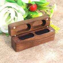 1pc Customized Wooden Ring Box, Oblong Dual Ring Box, Magnetic Jewelry Box With Personalized Engraving, Dual Slots, Wedding Ring Exchange Box, Jewelry Storage Box, Engagement Ring Box, Vintage & Rustic Wedding Ring Holder, Waterproof, Ideal For Wedding Anniversary, Gift For Wife/Husband, Father/Mother, Couples, Bride, Wedding