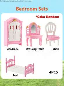1 件娃娃屋家具及配件套装娃娃屋家具套装迷你娃娃屋家具 1 12 比例卧室客厅浴室家具配件(部分配件随机/颜色随机) - 彩色 - 查看 5