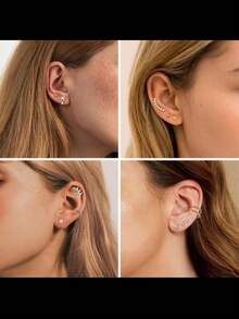 Milacolato Earrings For Women 16G - Conch Helix Tragus Earrings Piercing Jewelry Hypoallergenic Surgical Stainless Steel Cartilage Flat Back Stud Earring Push In Nose Studs Labret Jewelry - Nhiều màu - Xem 4