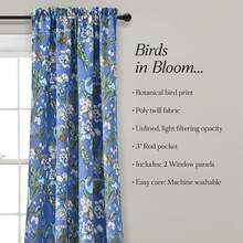 LUSH DECOR Dolores Light Filtering Window Curtain Panels Blue 52x95+2 Set Halloween-Fall Decor-Room Decor - 藍/綠 - 查看 1