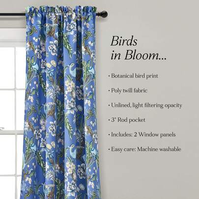 LUSH DECOR Dolores Light Filtering Window Curtain Panels Blue 52x95+2 Set Halloween-Fall Decor-Room Decor