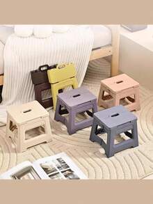 Folding Stool, Foldable Ultra-Light Sturdy Adjustable Plastic Footstool With Non-Slip Texture, Suitable For Home, Kitchen, Bathroom, Bedroom, Portable Outdoor Travel Fishing Chair, Non-Slip Multi-Functional Small Stool, Easy To Store - Multiple Colors Available. - Multicolor - View 6