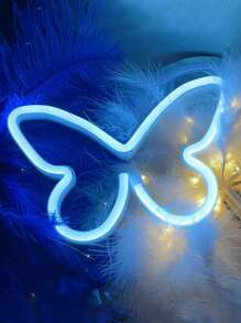 1 Stück Heim-Dekor LED Schmetterling Neon Licht, USB/Batterie Dual Stromversorgung mit 2 Haken, geeignet für Schlafzimmer Wanddekoration, Wohnzimmer Dekoration, Hintergrundwände Dekoration, Geburtstagsfeiern Dekoration, Abschlussfeiern Dekoration, Wachstums-Jahrestage Dekoration Schmetterling Neon Leuchtschild