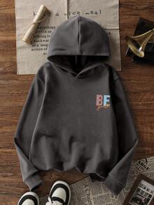 1 件 Tween Girl 保暖连帽运动衫，冬季保暖青少年服装，适合儿童，秋冬长袖上衣，Y2K/休闲/时尚/日常/街头服饰/度假/学校/少女/可爱 - 深灰色 - 查看 4