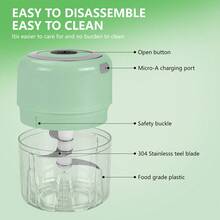 1 Pcs Electric Garlic Chopper, Electric Mini Garlic Chopper 250ml Vegetable Chopper, Food Chopper, USB Cord Garlic Chopper, Onion Chopper, Portable Small Food Processor For Garlic, Ginger, Chili, Vegetables, Garlic Chopper, Mini Portable Veggie Chopper, Garlic Grinder Masher Onion Chopper, Blender To Vegetable, Wireless Food Processor For Ginger - màu xanh lá - Xem 10