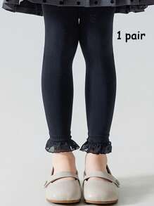 1/2/4 Pcs Girls Lace Trim Capri Pants, Lightweight Breathable Girls Princess Leggings For Summer - Multicolor - View 8