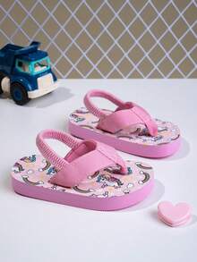 儿童人字拖，男童女童夏季沙滩防滑拖鞋 - 粉色 - 查看 1