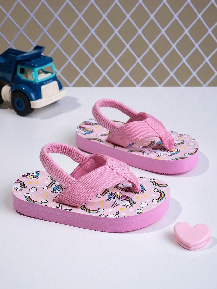 儿童人字拖，男童女童夏季沙滩防滑拖鞋 - 粉色 - 查看 1