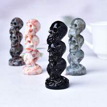 CUPIDCRYSTAL 3.14" Labradorite Crystal Skull Figurine - Perfect For Home Decor & Halloween Gifts, Natural Stone With Unique Veins And Cracks