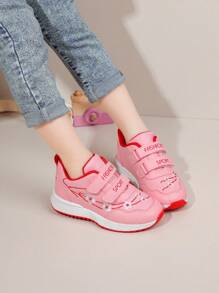 Children's Leather Embroidered Casual Fashion Sports Shoes, Convenient Hook And Loop Design, Suitable For Outdoor Sports In Spring And Autumn