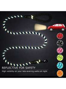 1.5m Nylon Dog Training Leash With Reflective Stripes, Strong Rope With Padded Comfortable Handle, Suitable For Medium To Large Dogs