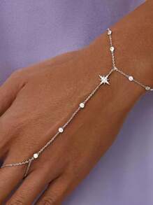 1 Stück Edelstahl Klee Armreif mit Strass für Frauen, Luxus Modeschmuck geeignet für Bankette, Dates, Partys, täglichen Gebrauch