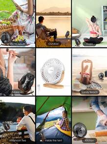 Ventilador de escritorio de verano, ventilador portátil USB con inclinación de 360°, ventilador personal plegable con 3 velocidades, ultra silencioso, ventilador de mesa para estudiantes, dormitorio, pequeño ventilador de enfriamiento y refrigerador de aire