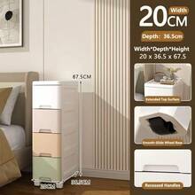 Bedroom/Living Room Minimalist Bedside Drawer Cabinet, Storage Rack With Wheels, Multifunctional File Cabinet, No Pull Handle Design - Multicolor - View 25